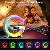Multifunction RGB Night Light Alarm Clock with Bluetooth Speaker & 15W Wireless Charging Pad